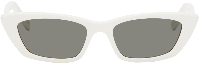 Saint Laurent White Sl 277 Sunglasses In 011 White-white-grey