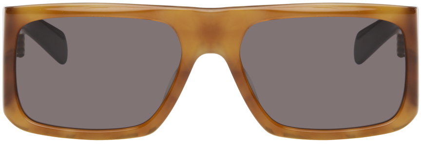 Saint Laurent Tan & Black Sl 635 Sunglasses In Havana-black-black