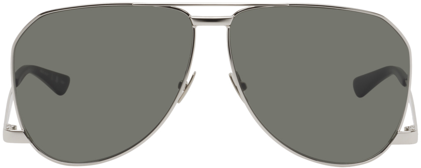 Shop Saint Laurent Silver Sl 690 Dust Sunglasses In Silver-silver-grey