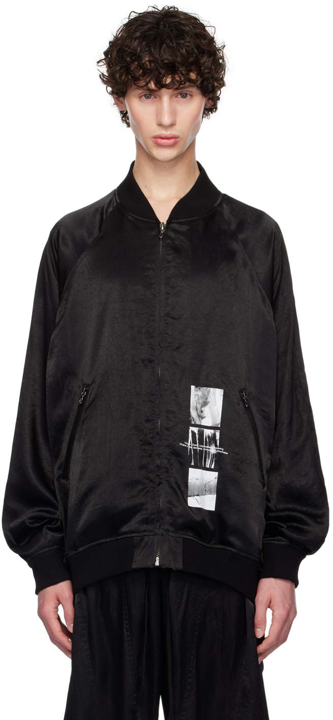 Black Sukajan Reversible Bomber Jacket