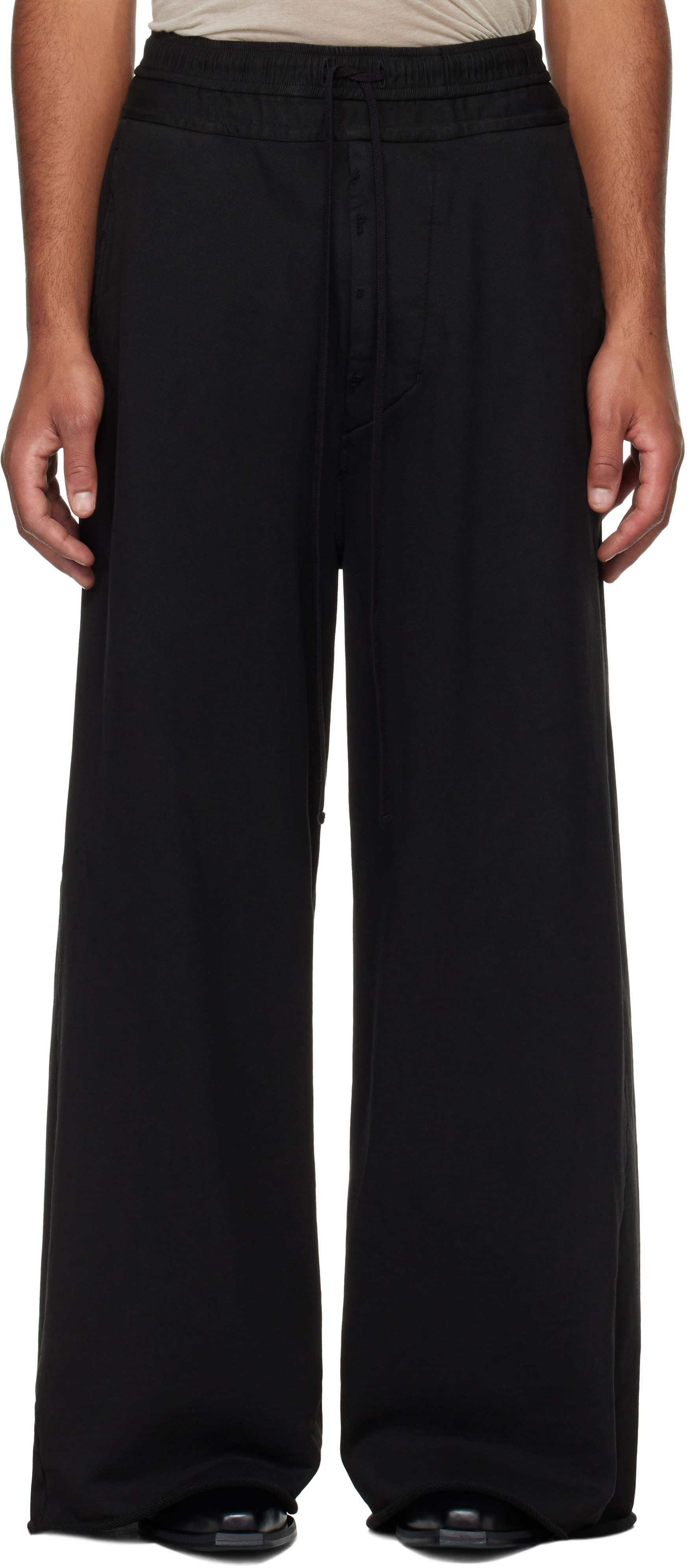 Julius Black Cotton Heavy Wide Leg Sweatpants