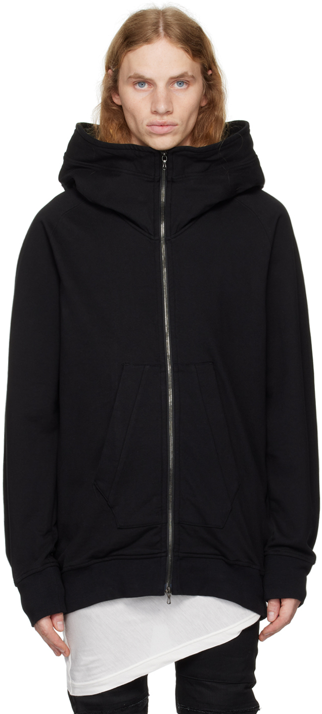 Shop Julius Black Funnel Neck Hoodie