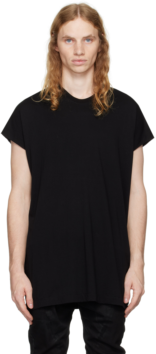 Shop Julius Black Cotton & Rayon T-shirt