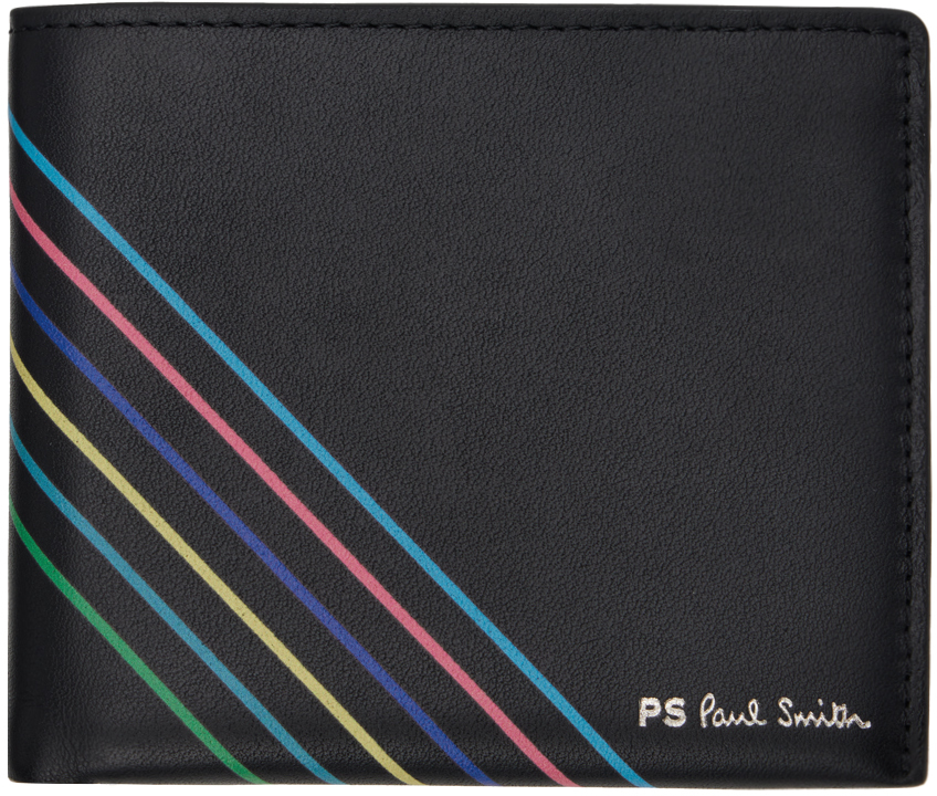 Black Sports Stripe Billfold Wallet