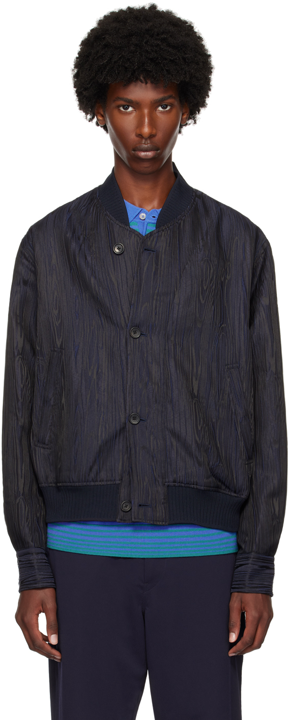 Shop Ps By Paul Smith Navy Graphic Pattern Bomber In 49 Blues