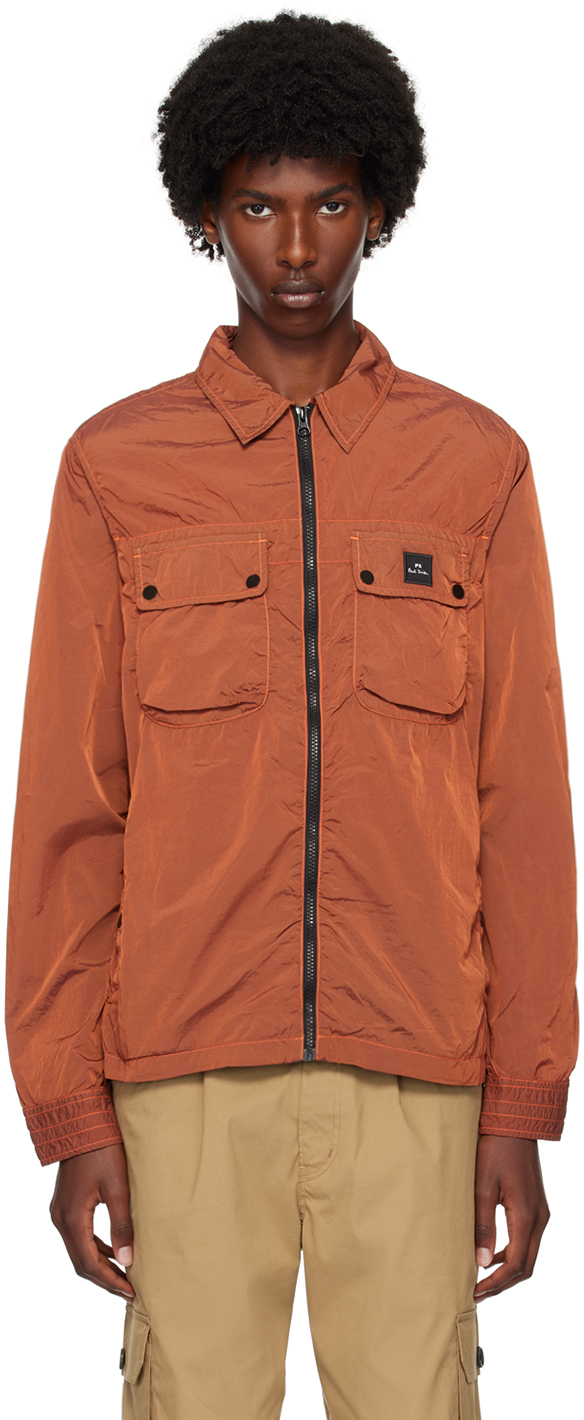 Shop Ps By Paul Smith Brown Zip-up Jacket In 26 Reds