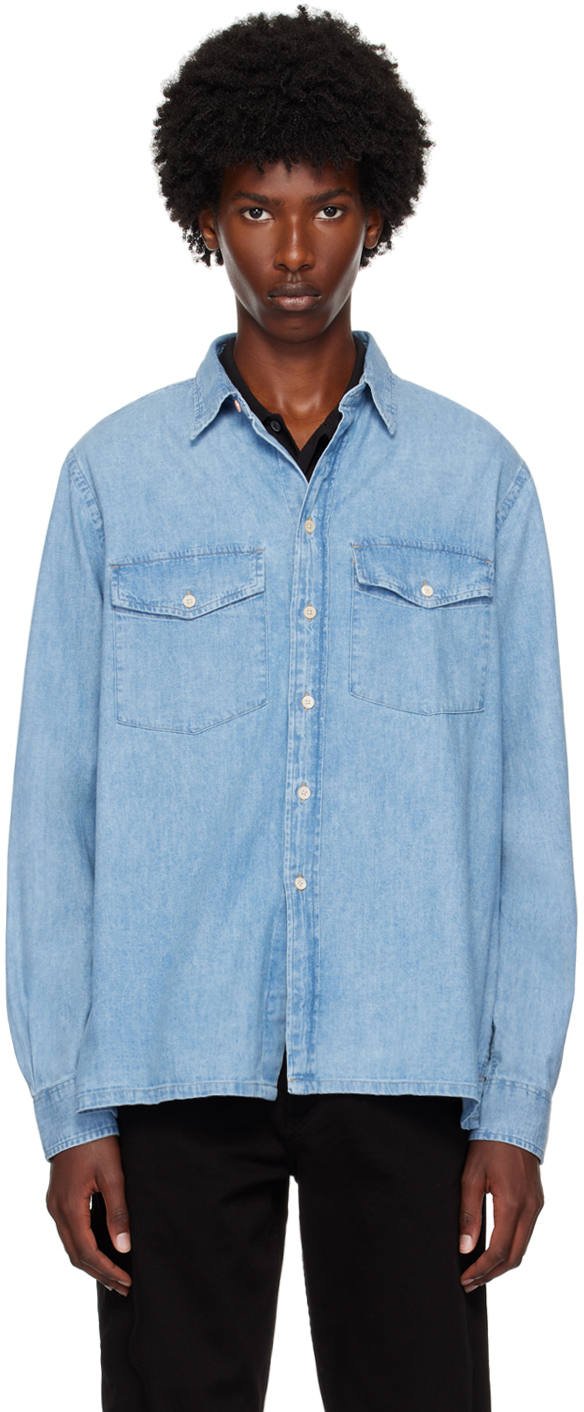 Shop Ps By Paul Smith Blue Flap Pocket Shirt In Lt Blues