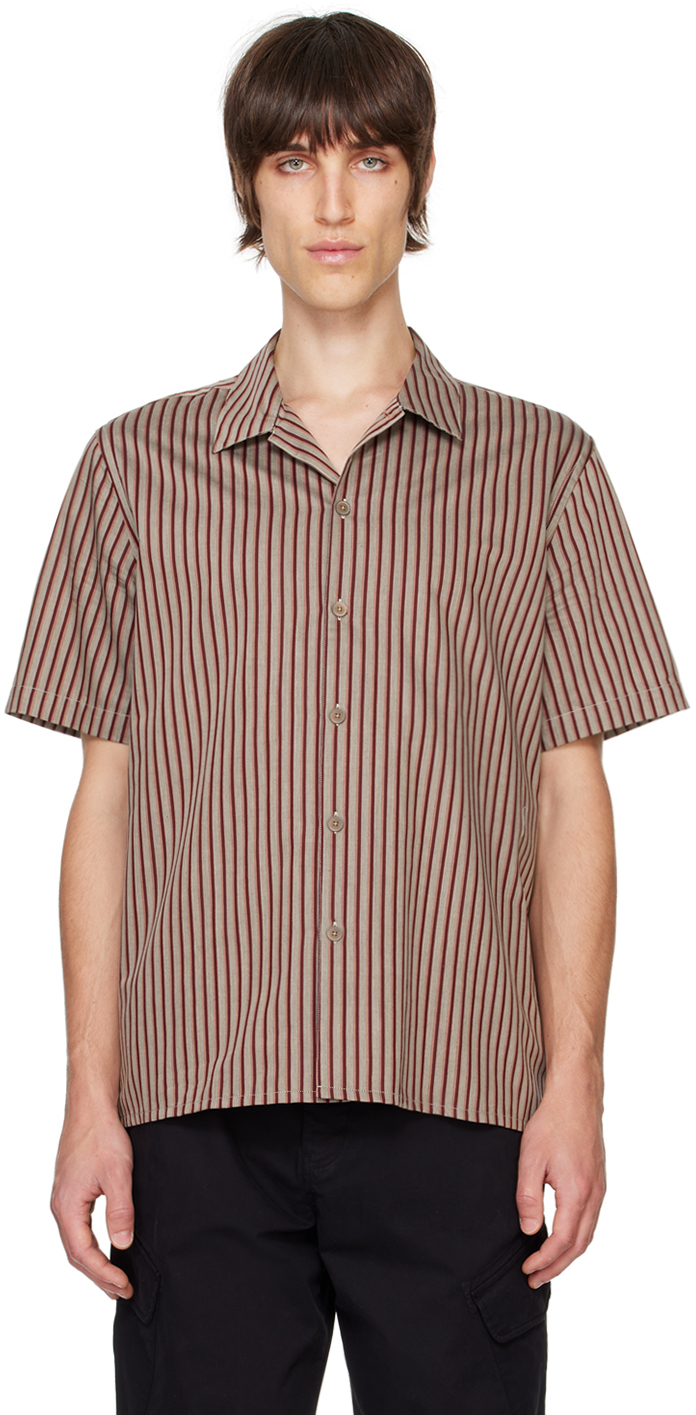 Shop Ps By Paul Smith Brown Stripe Cotton Casual-fit Shirt In 69