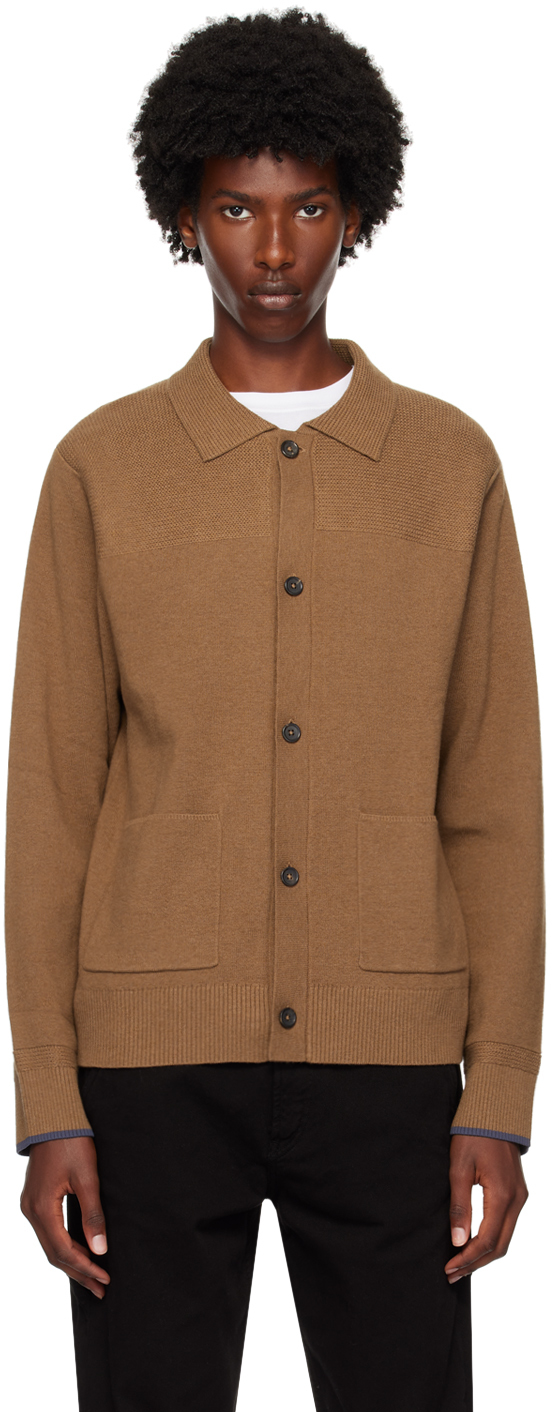 Shop Ps By Paul Smith Tan Spread Collar Cardigan In 67 Browns