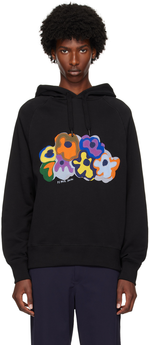 Black Embroidered Hoodie