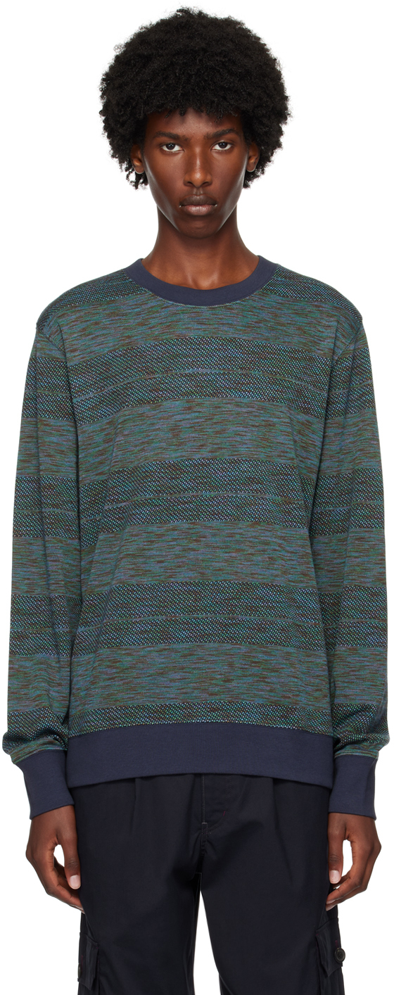 Shop Ps By Paul Smith Blue Jacquard Sweatshirt In 48 Blues