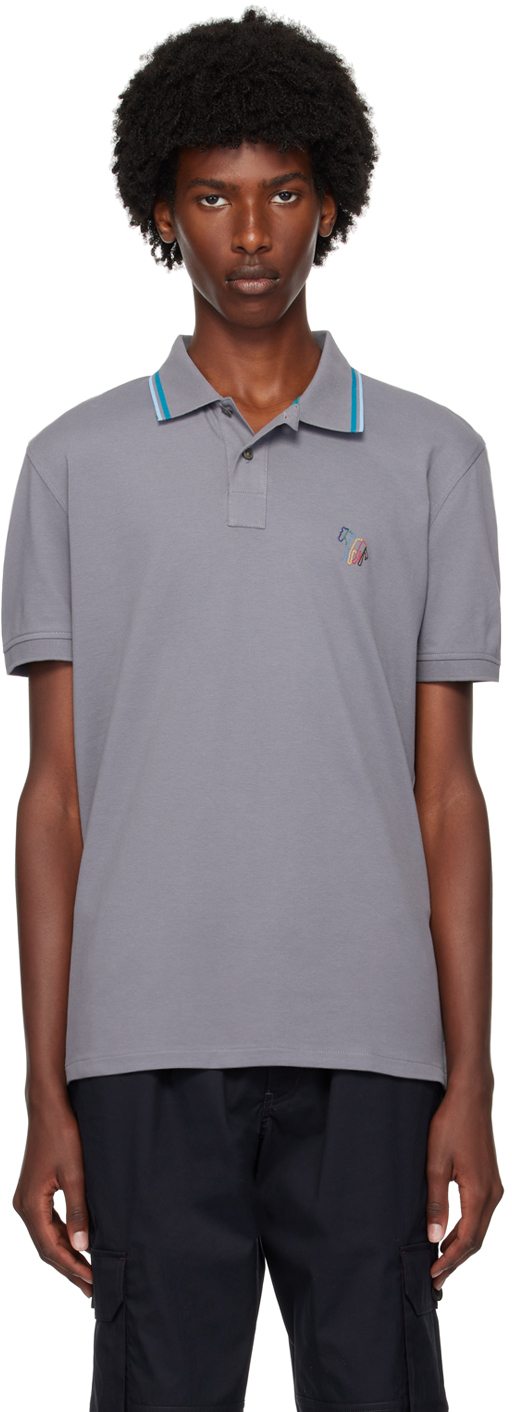 Shop Ps By Paul Smith Gray Zebra Polo In 74 Greys