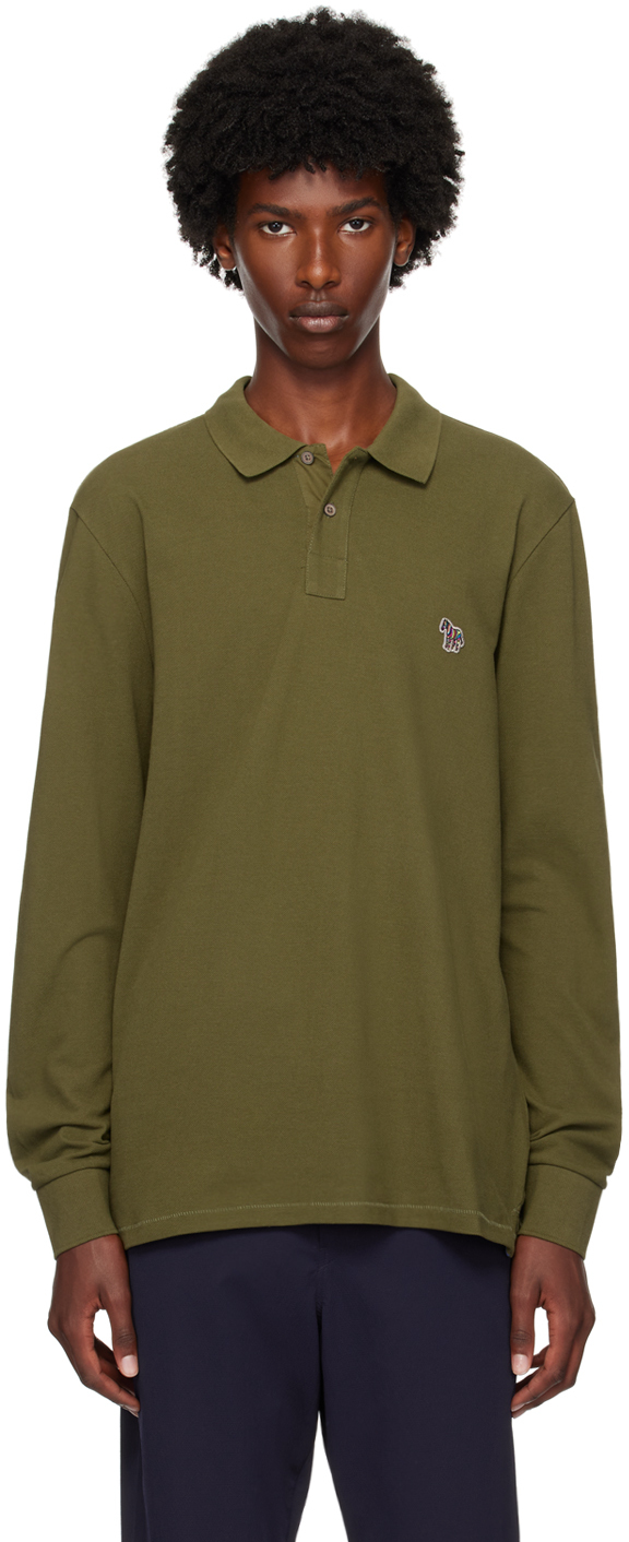 Shop Ps By Paul Smith Green Zebra Long Sleeve Polo In 36e -