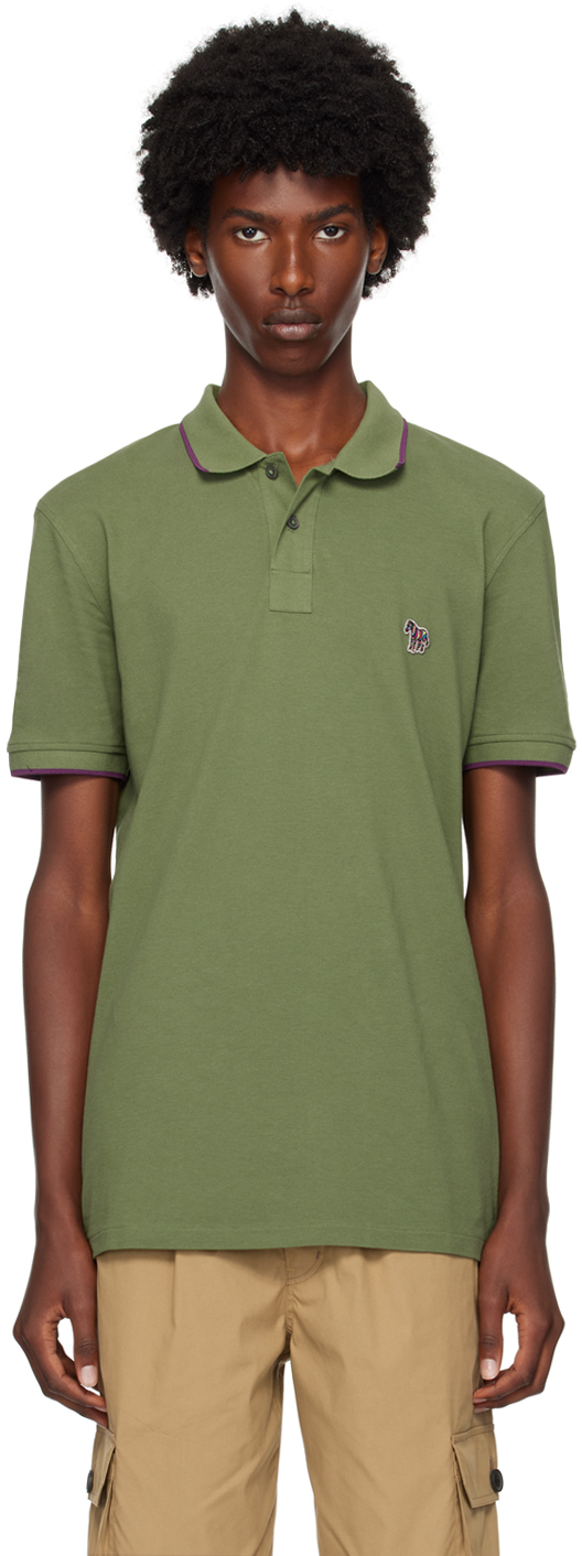 Shop Ps By Paul Smith Green Zebra Polo In 34a Greens