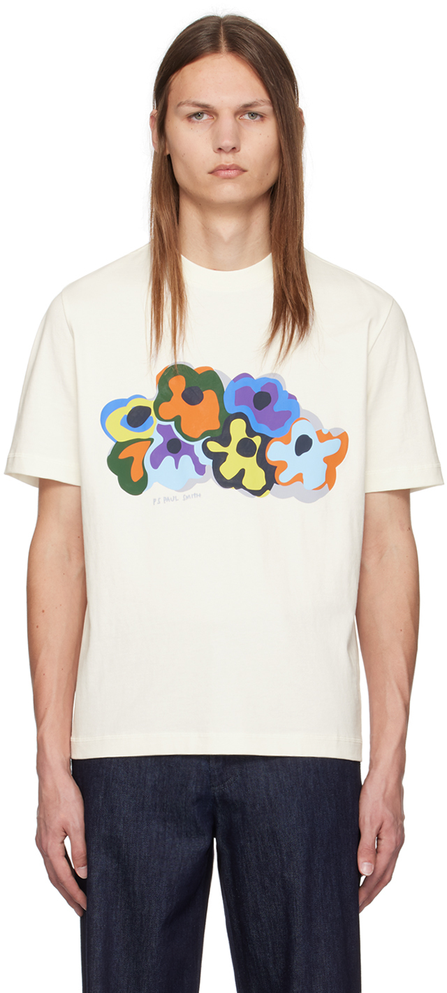 Shop Ps By Paul Smith Off-white Bold Florals T-shirt In 02 Whites