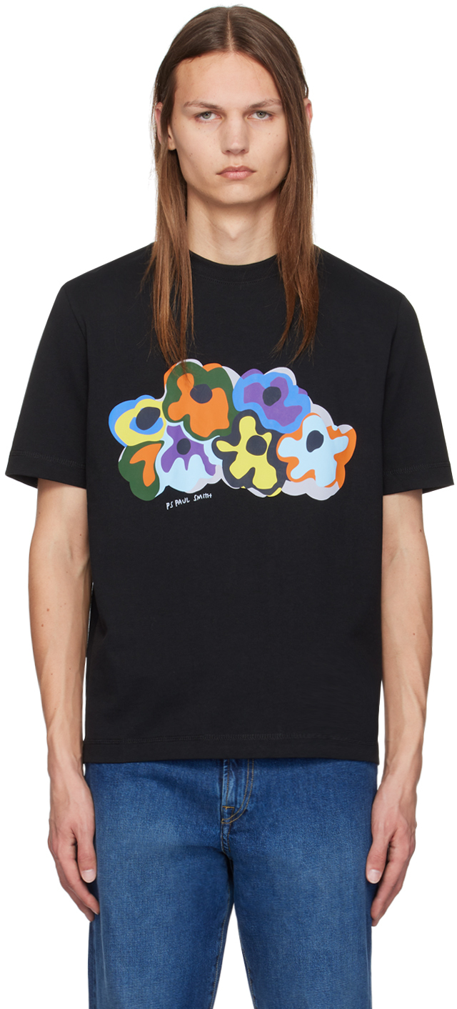 Shop Ps By Paul Smith Black Bold Florals T-shirt In 79 Blacks