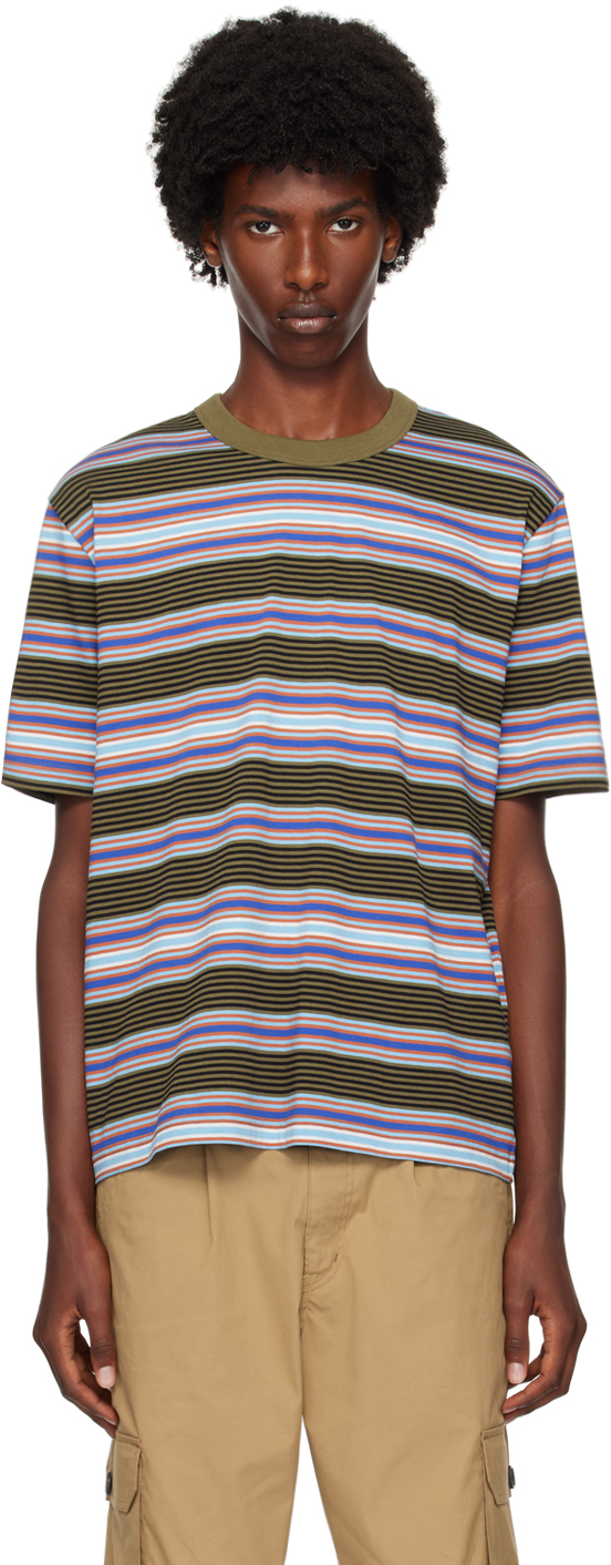 Shop Ps By Paul Smith Multicolor Stripe T-shirt In 36 Greens