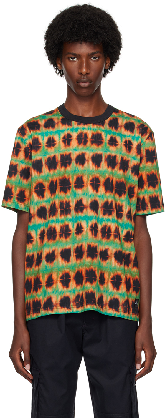 Shop Ps By Paul Smith Green & Red Shibori Stripe T-shirt In 38 Greens