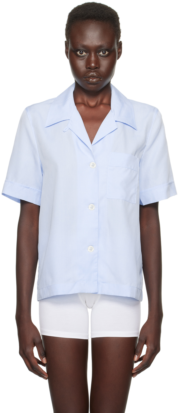 Blue Short Sleeve Pyjama Shirt