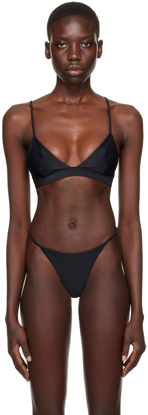 Moschino: Black Scoop Neck Bikini Top