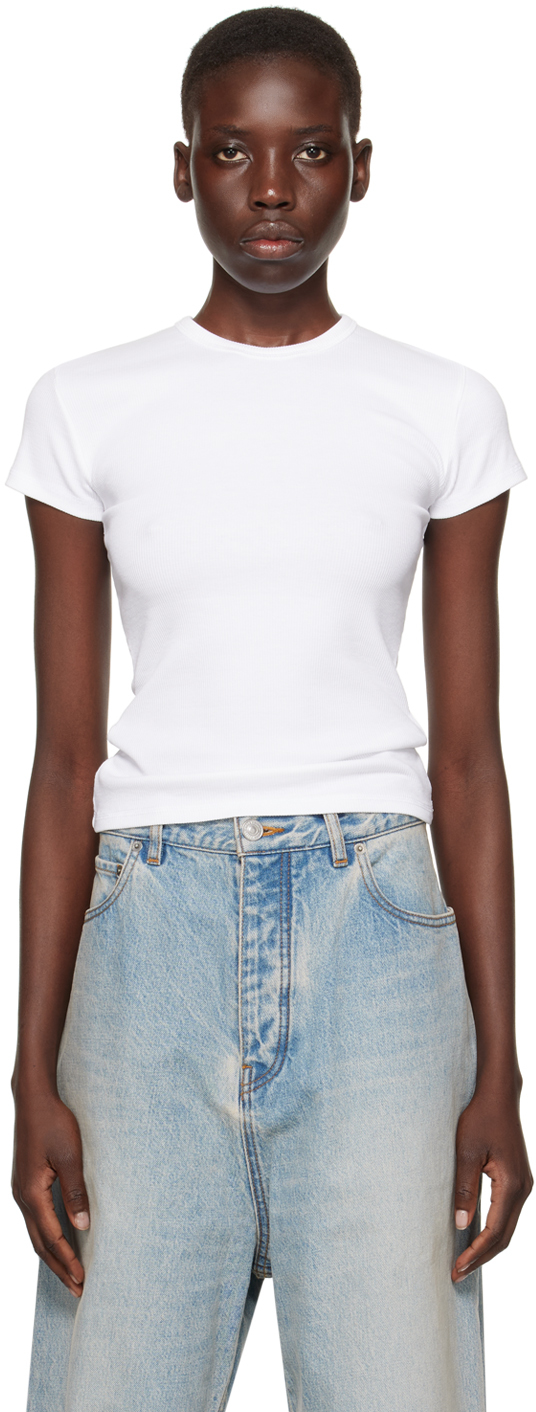 Shop Cdlp White Ribbed T-shirt