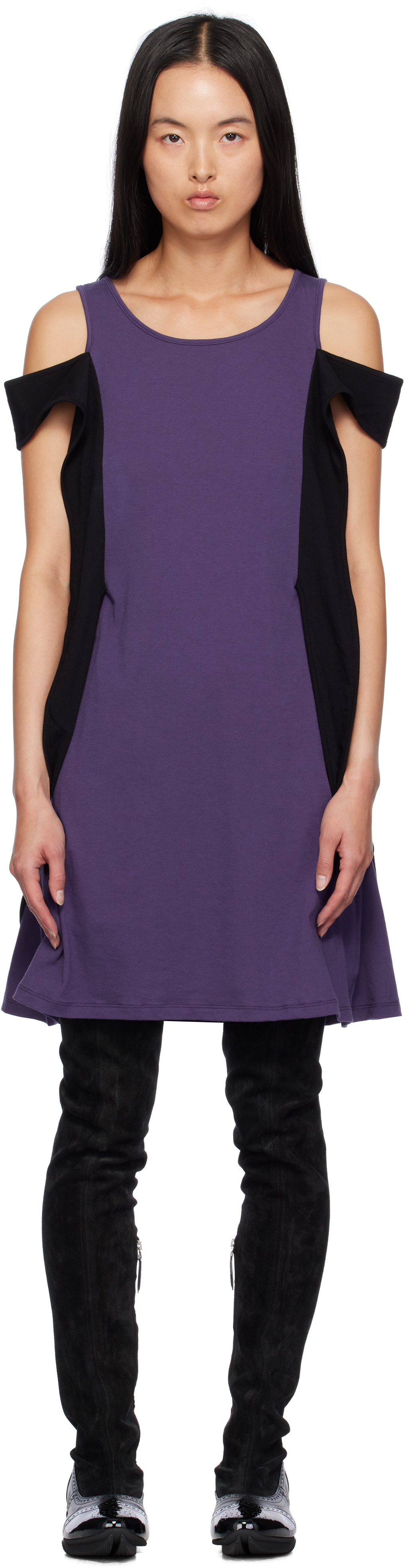 Shop Venicew Purple & Black Backpack Minidress In Purple/black