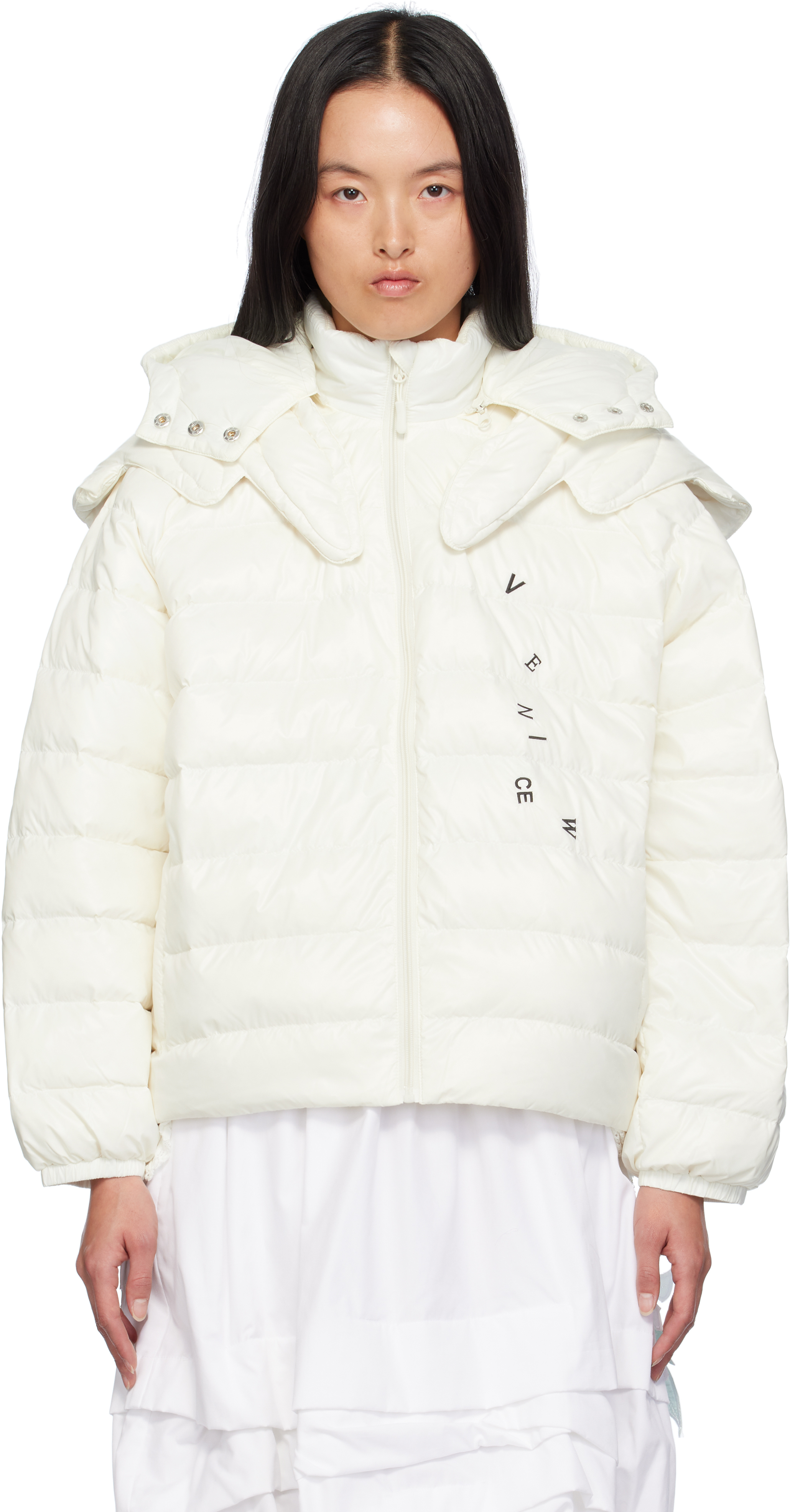 Shop Venicew White Wings Down Jacket In Egg White