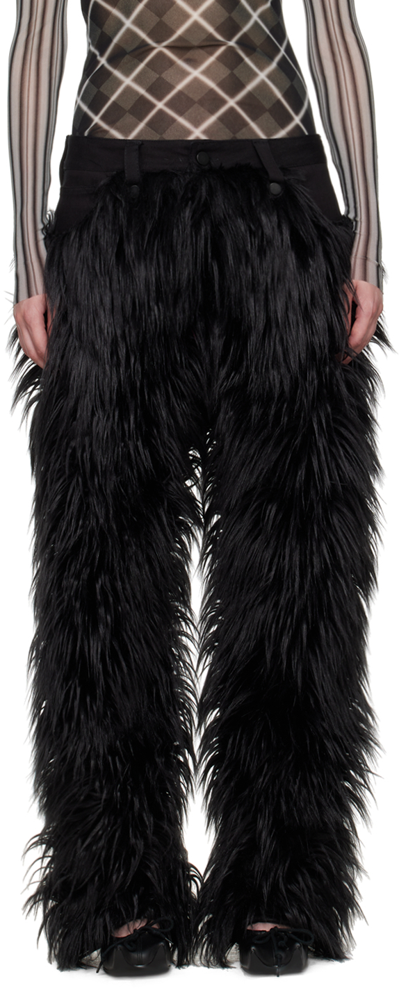 Black Faux-Fur Jeans