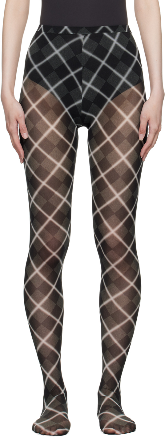 Black Argyle Tights