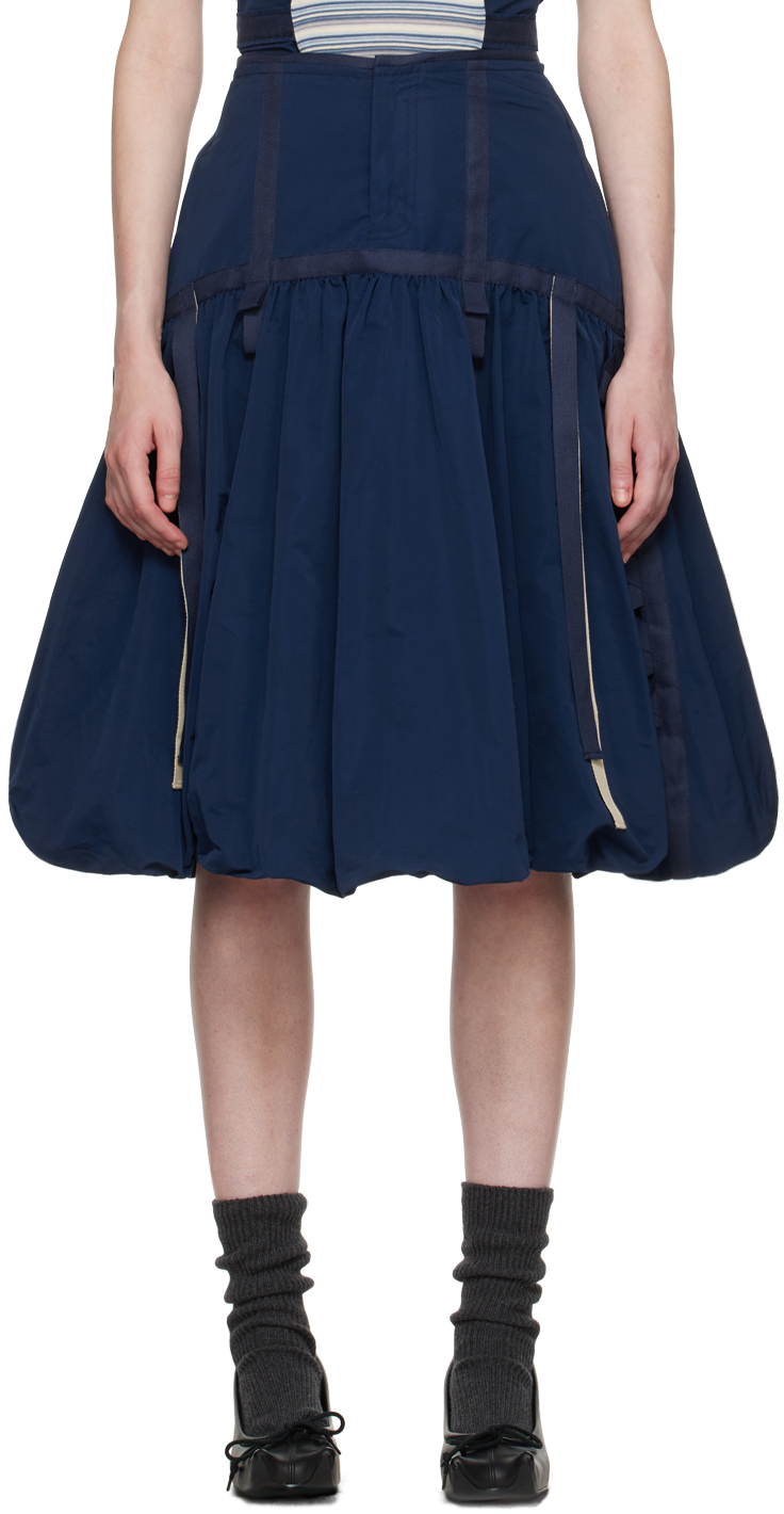 Navy Bonbon Midi Skirt