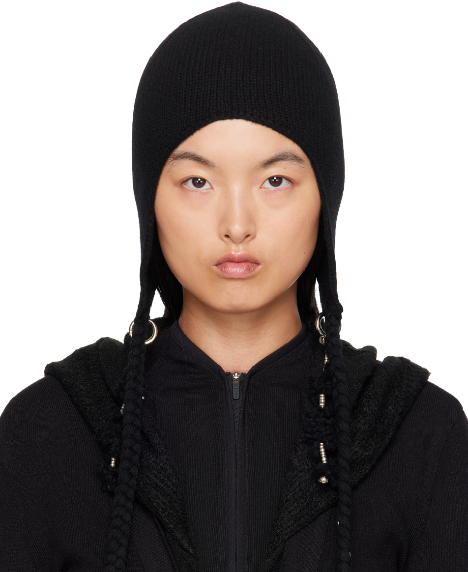 Black Tassel Charm Beanie by HYEIN SEO on Sale