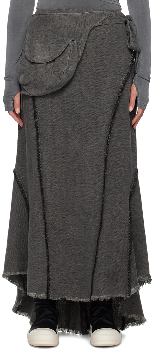 Shop Hyein Seo Ssense Exclusive Gray Midi Skirt In Charcoal