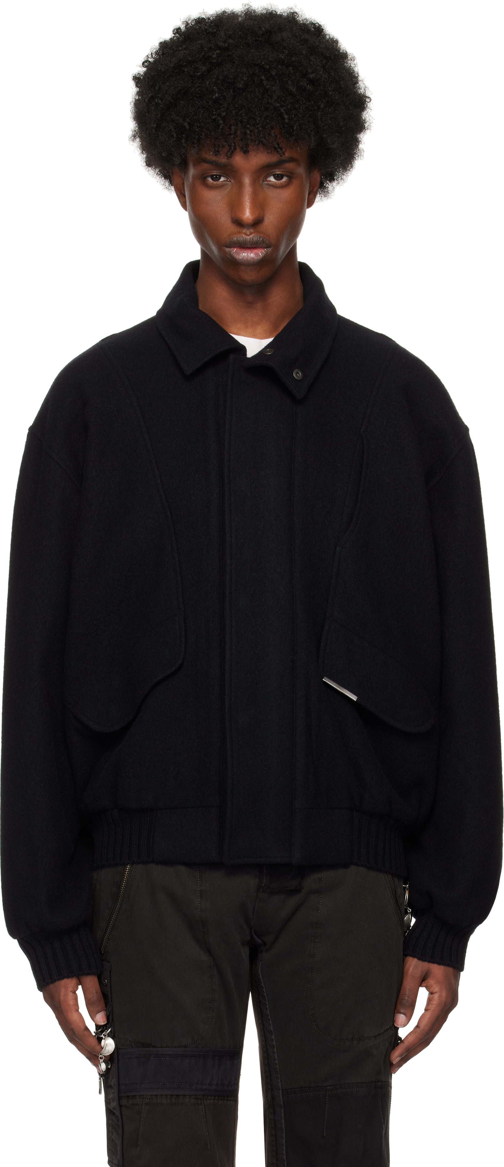 Black Wool Bomber Jacket