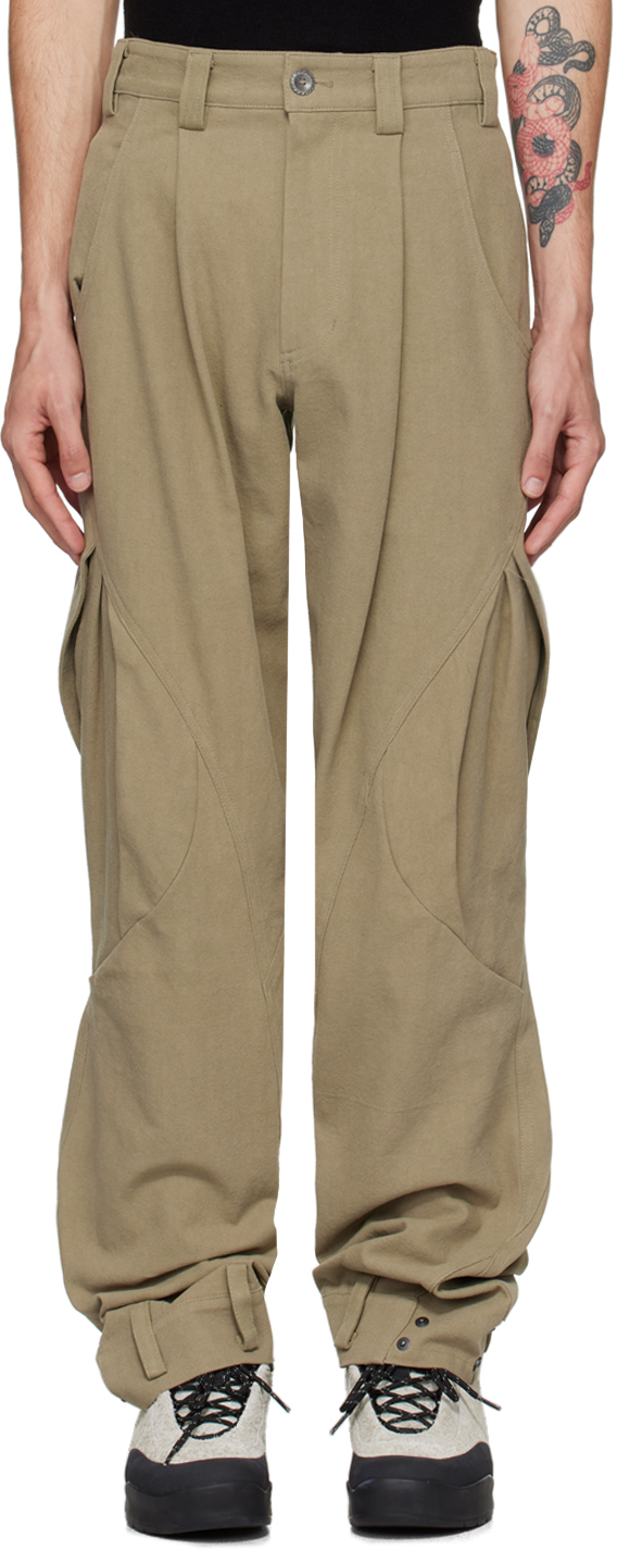 Shop Hyein Seo Beige Cotton Cargo Pants