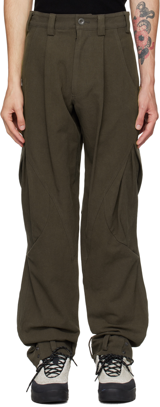 Shop Hyein Seo Brown Cotton Cargo Pants In Khaki Brown