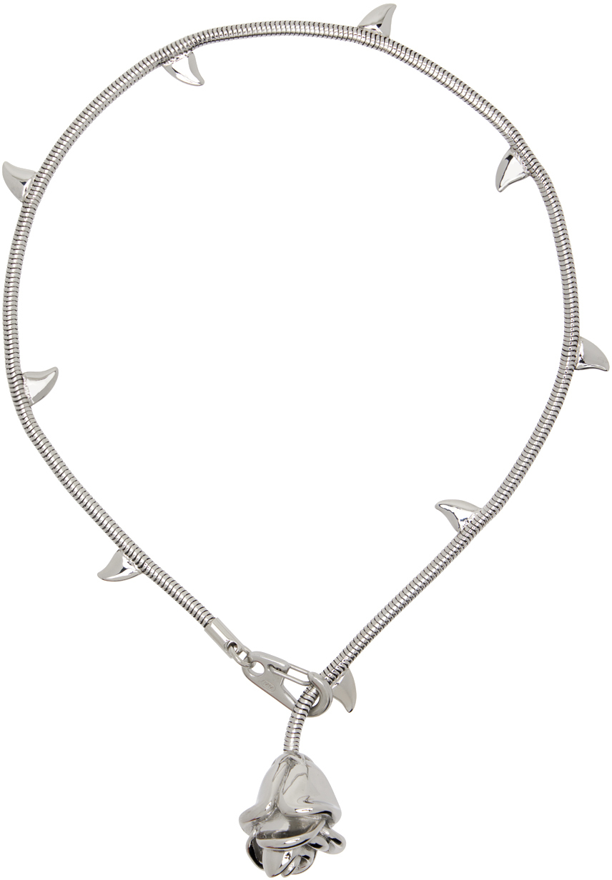 Silver Rosebud Necklace