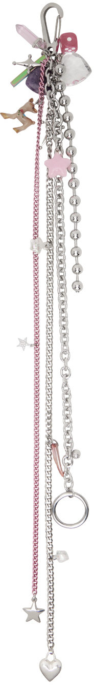 Silver & Pink Chain Keychain