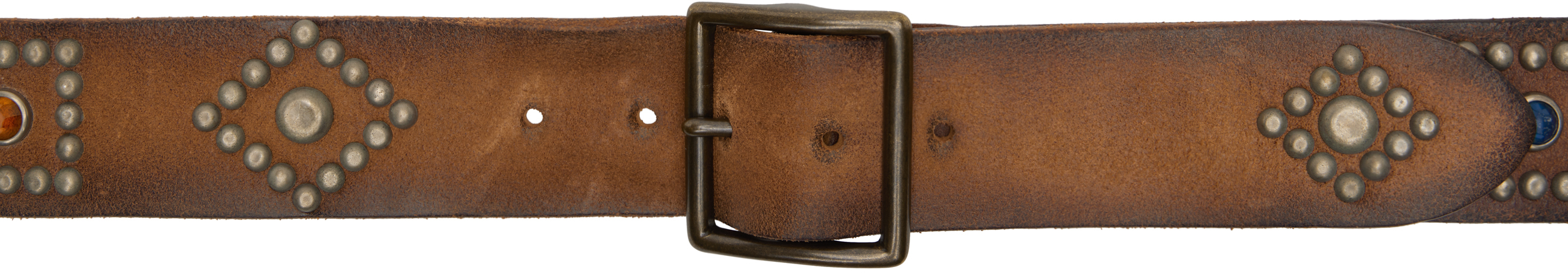 Brown Studded Roughout Leather Belt