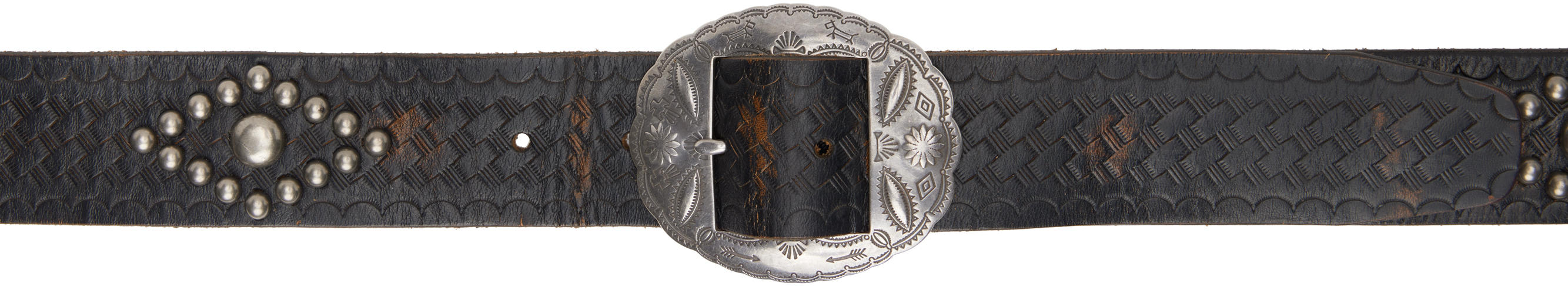 Black & Brown Studded Leather Belt