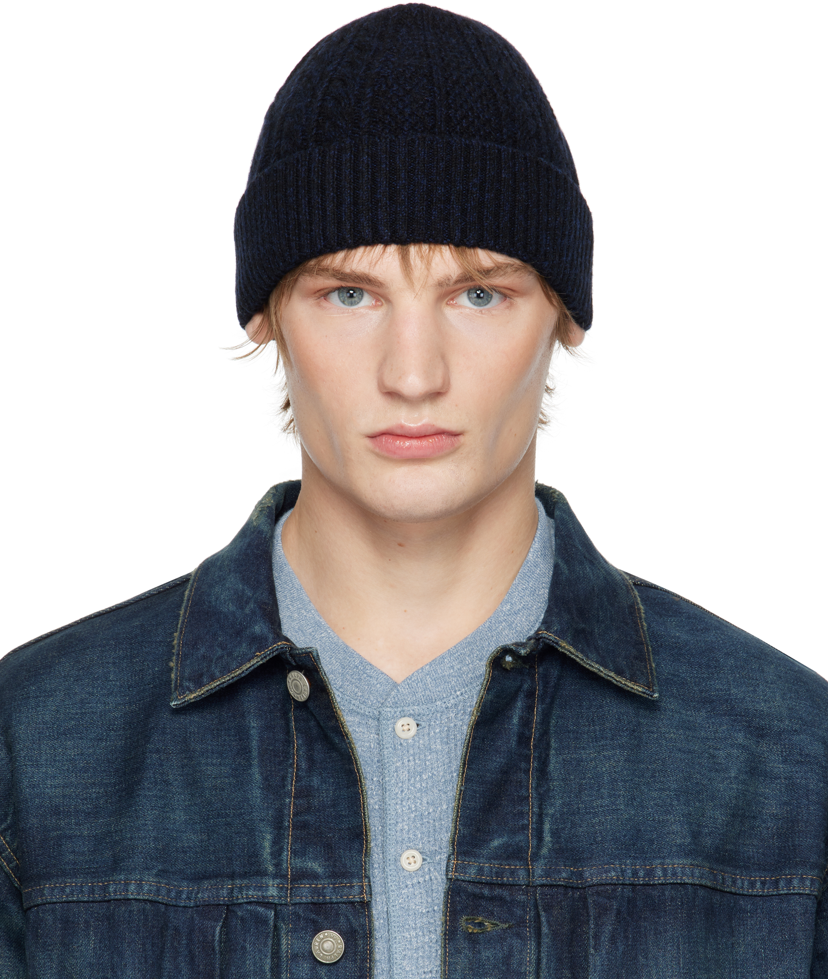 Navy Aran-Knit Wool-Cashmere Watch Beanie