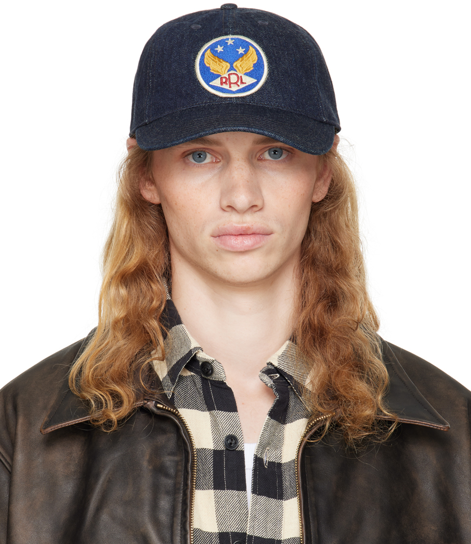 Indigo Winged-Logo Denim Ball Cap