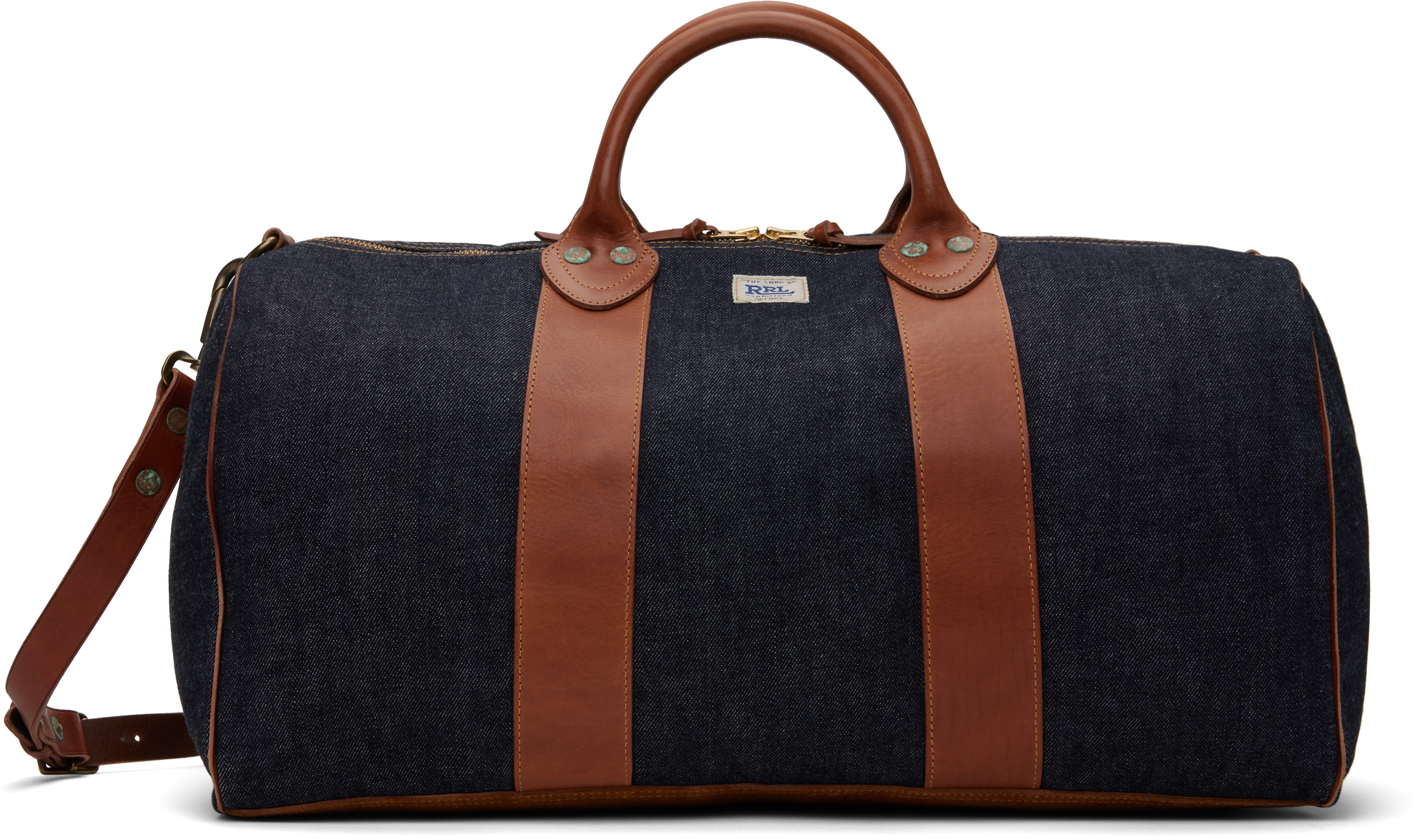 Indigo Leather-Trim Duffle Bag