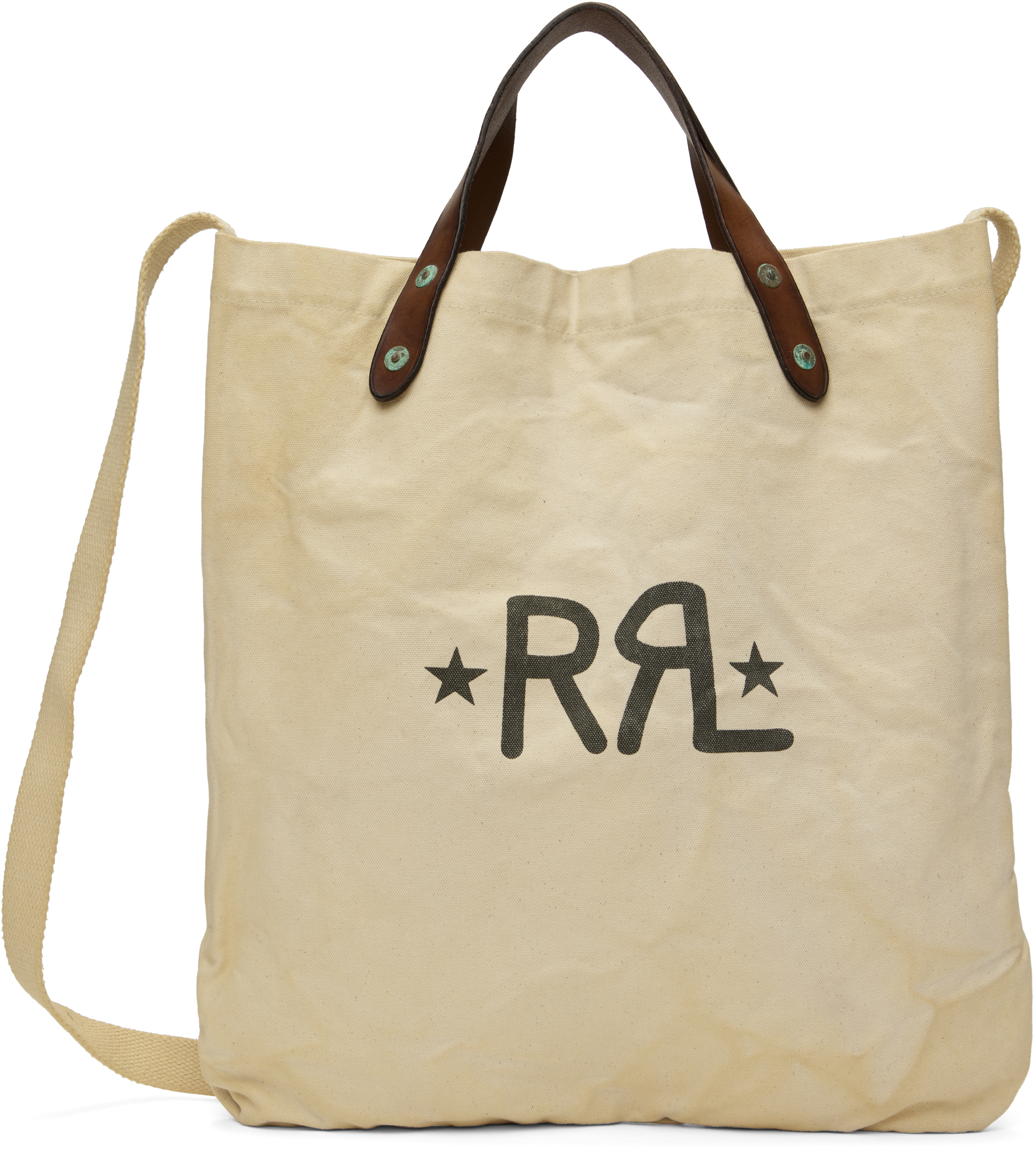 Beige Logo Canvas Market Tote