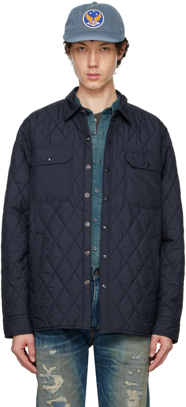 Shop Rrl Navy Quilted Shirt Jacket