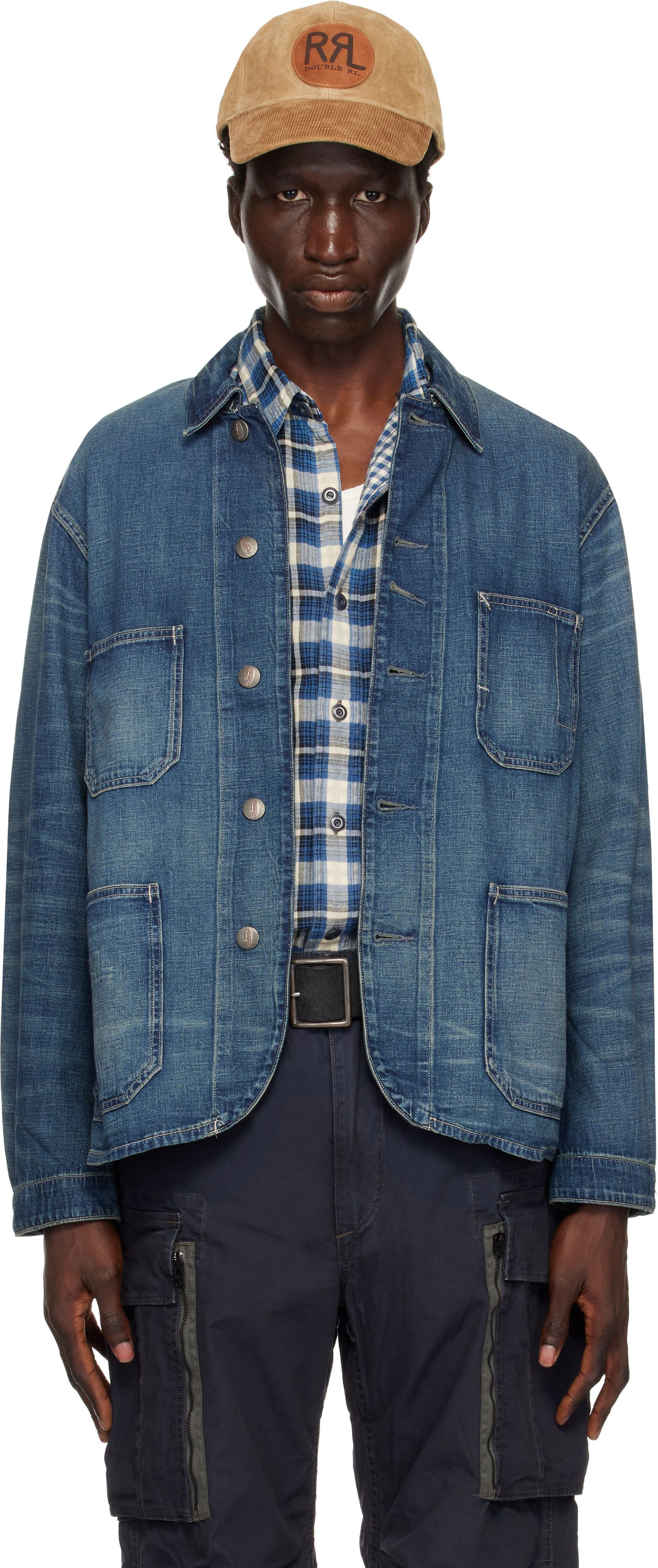 Blue Cotton-Linen Engineer Denim Jacket