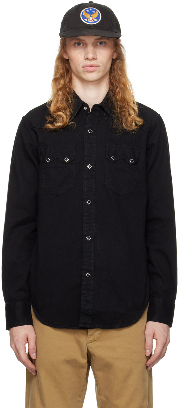 Shop Rrl Black Slim Fit Western Denim Shirt