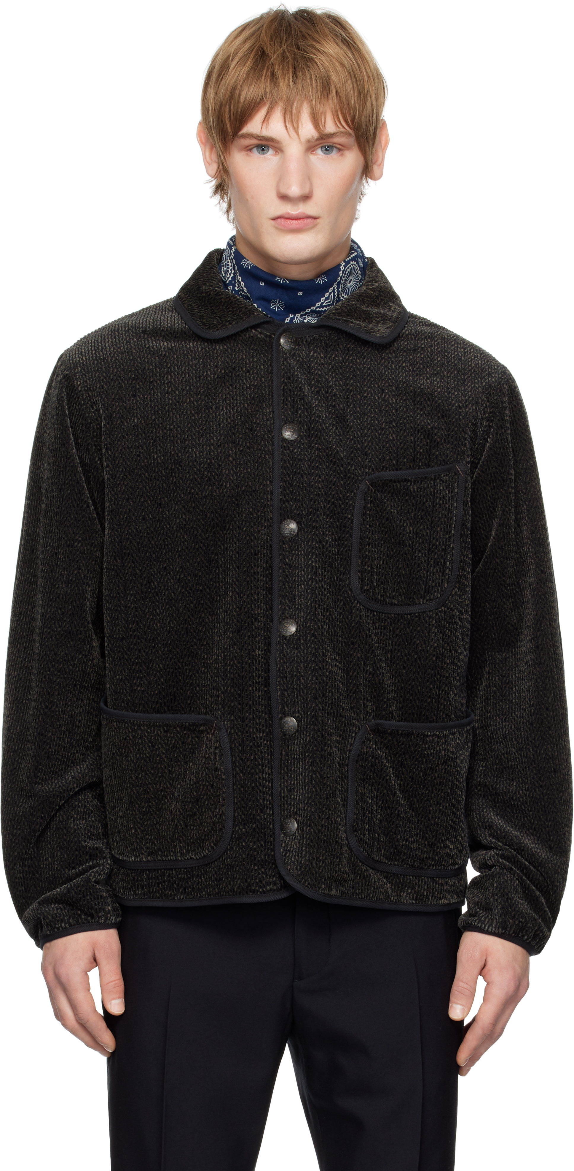 Gray Tweed-Print Corduroy Jacket