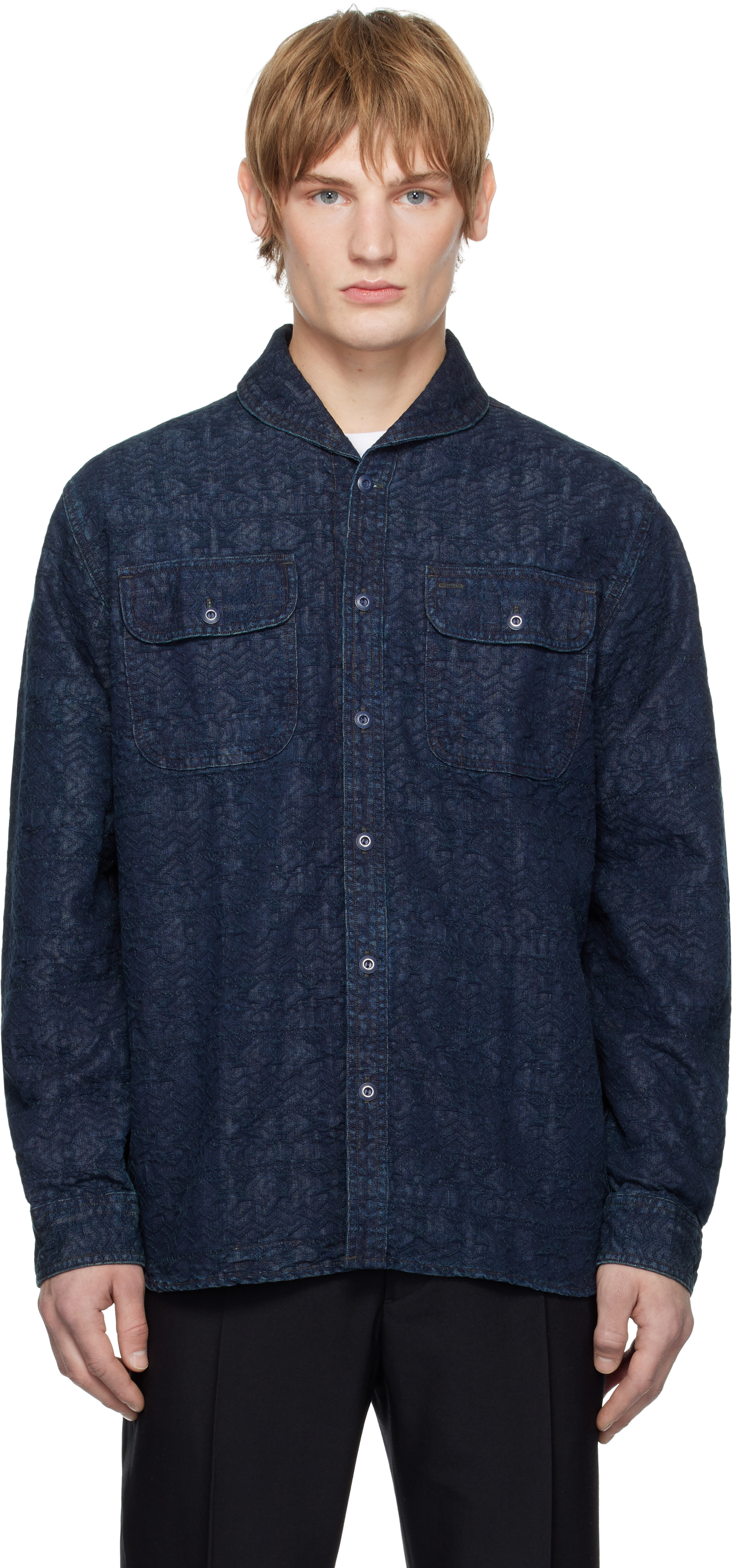 Indigo Jacquard Work Shirt