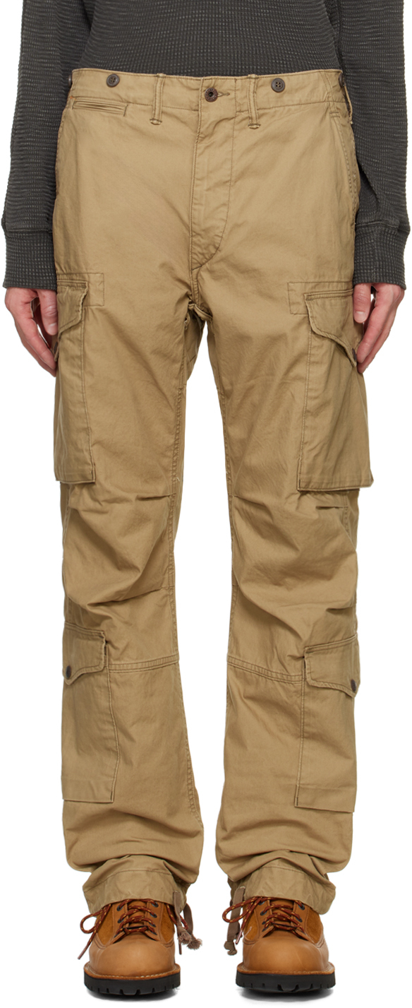 Shop Rrl Beige Regiment Cargo Pants In Dark Khaki