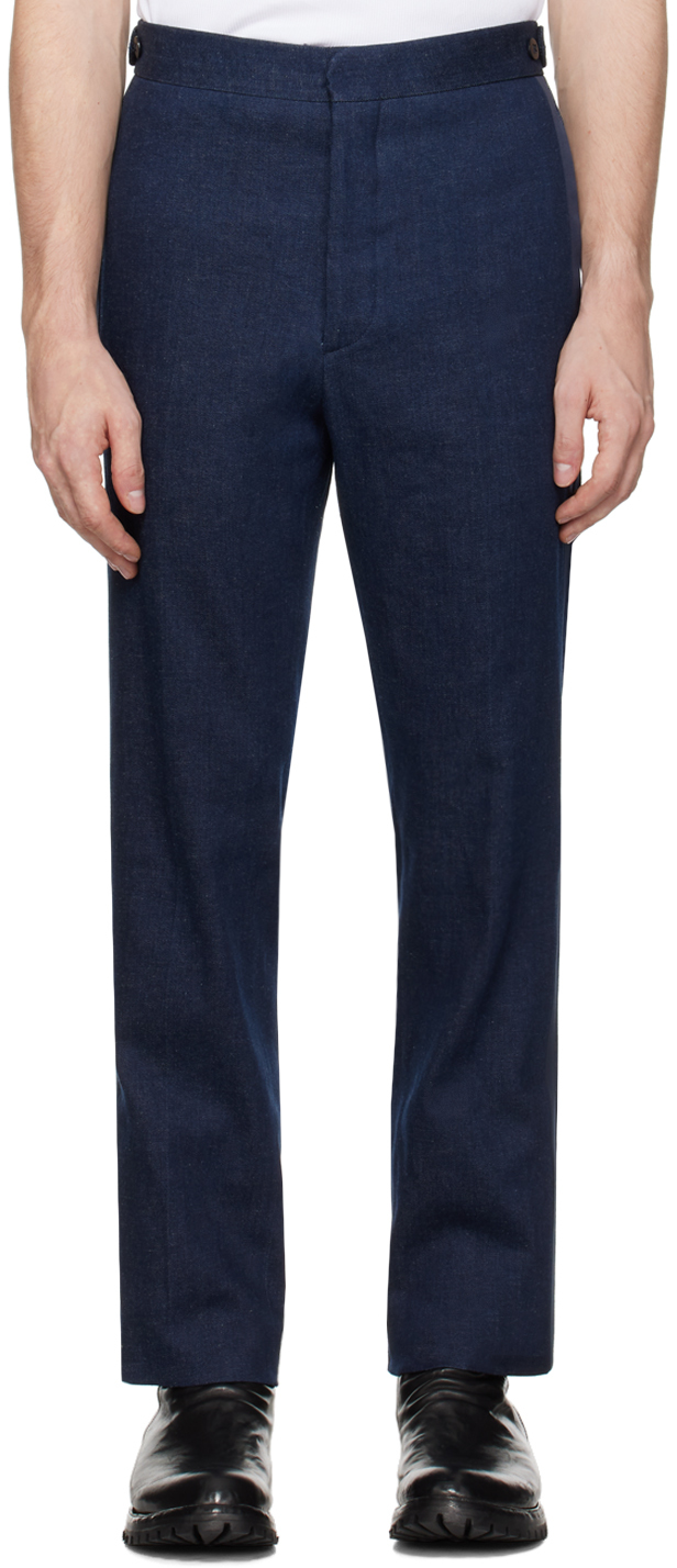 Shop Rrl Blue Slim-fit Denim Tuxedo Trousers In Indigo